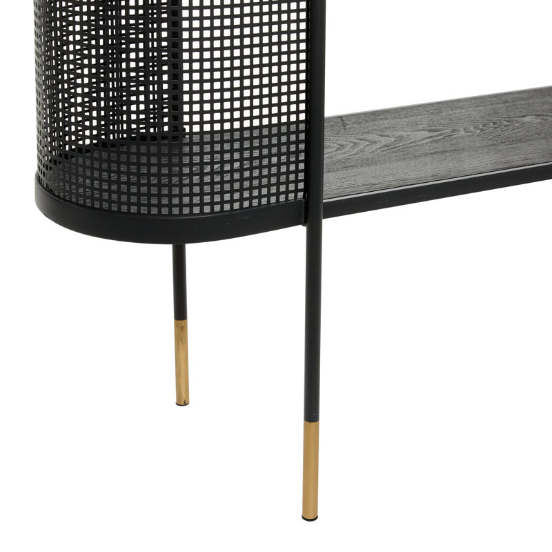 Sykesville Metal Mesh Side Panel 1 Shelf Console Table with Open Centre Storage