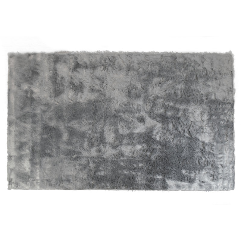 Tapis gris tissé à la machine Malissie, Rectangle 4 pi 10 po x 8 pi