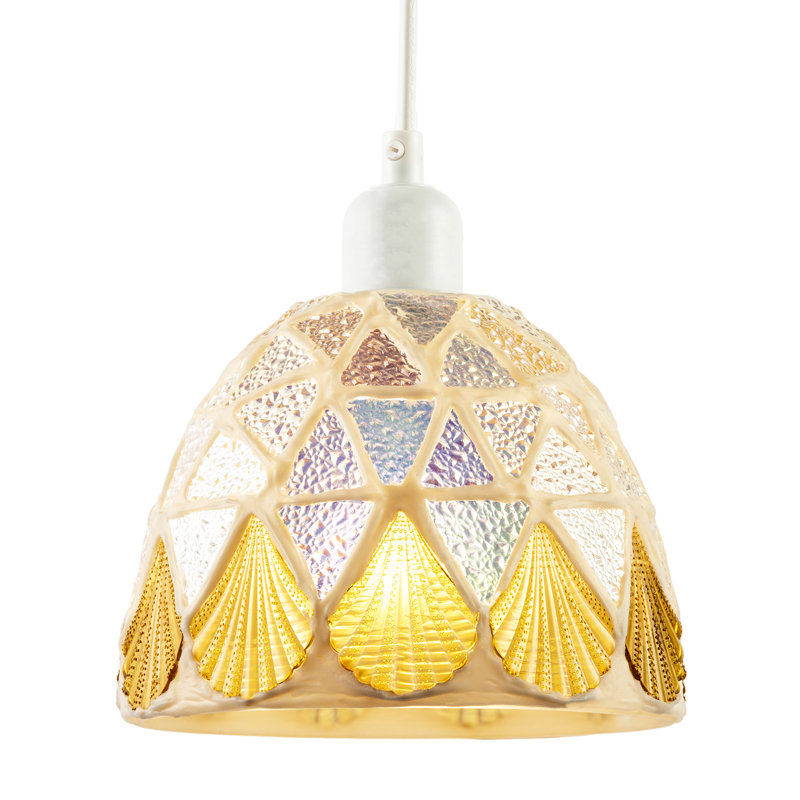 13 cm H Round Glass Pendant Shade ( No Direct Attachment Method ) in Gold