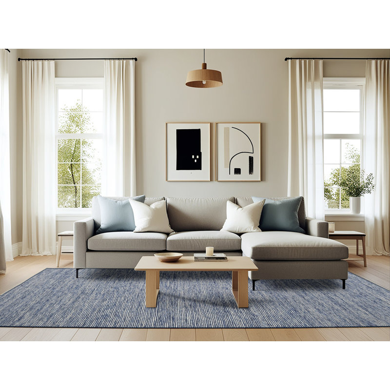 Tapis contemporain bleu, Rectangle 6 pi x 9 pi