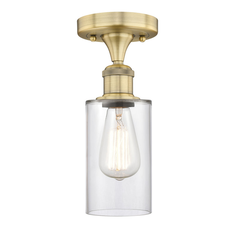 Plafonnier semi-encastré 1 lumière 3,88 po Broadoaks, Laiton brossé, Transparent