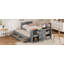 Lit plateforme simple en bois multifonctionnel avec bureau et tablette de rangement au bout du lit, lit gigogne intégré et 3 tiroirs-1784088895