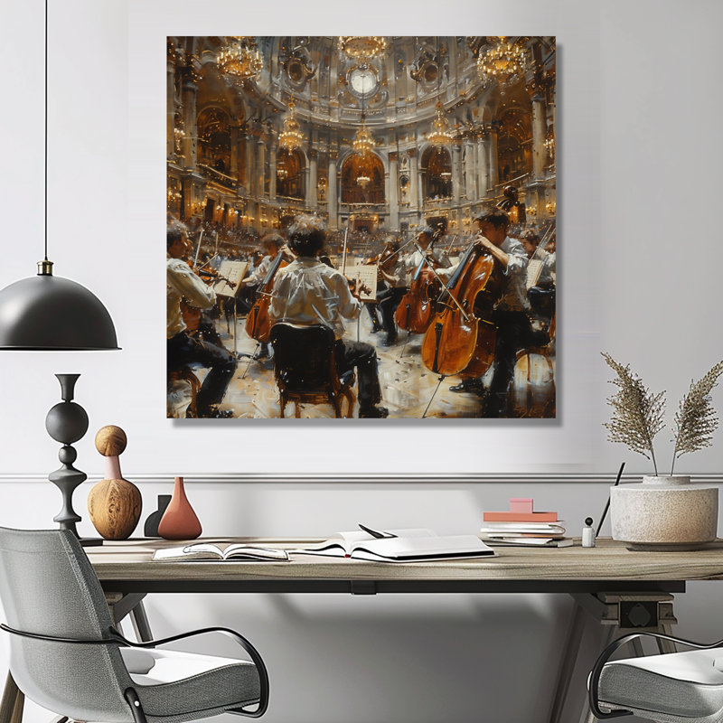Or noir, couronne, salle de concert, salle de concert, Toile tendue, H 16 po x l 16 po