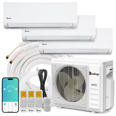 20 SEER2 38000BTU 2-Zone Wi-Fi Connected Ductless Mini Split Air Conditioner (18K+18K)