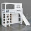 Lit mezzanine avec garde-robe, tablettes de rangement