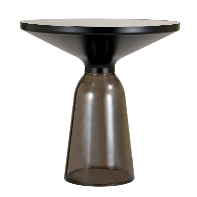 Modern Black and Grey Glass Round Side Table