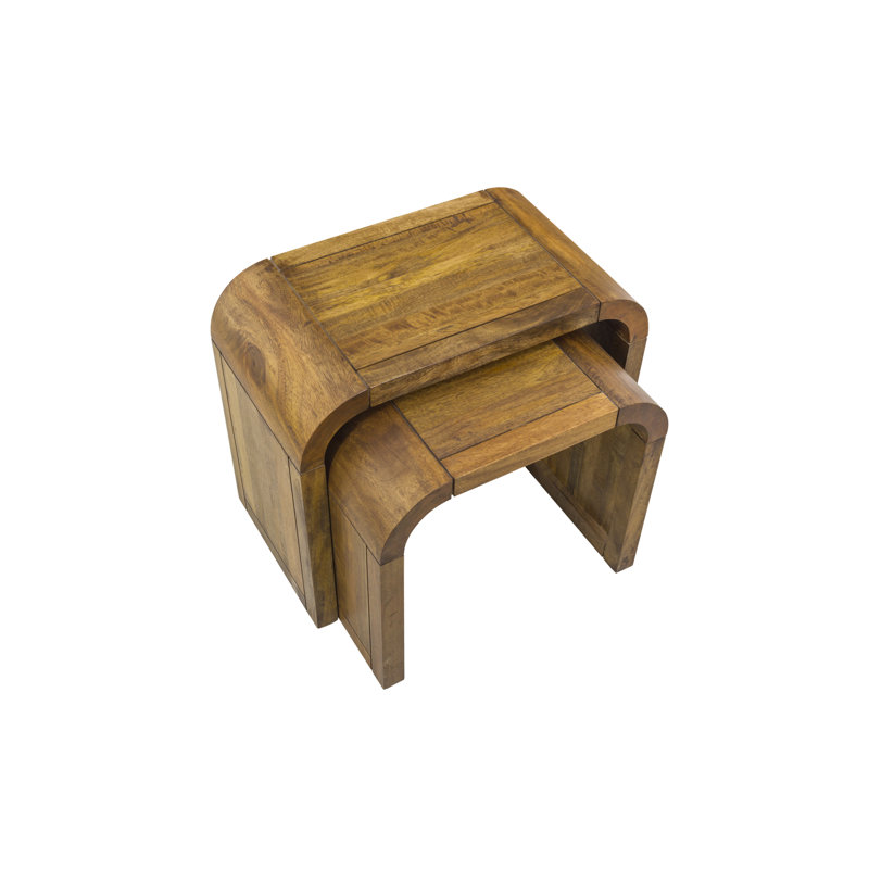 Acton Solid Wood Sled Nesting Tables, Mango