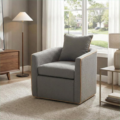Fauteuil d'appoint pivotant à 360 ° à siège simple et petit espace, Classic Grey Boucle