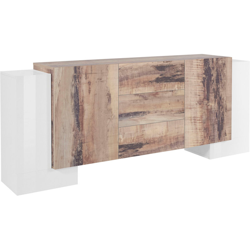 Nicholson 210 Cm Wide 3 Drawer Sideboard, White/Brown