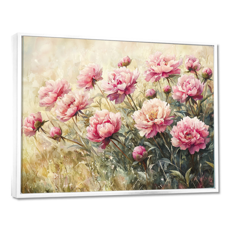 Marsha - Floral Oversized Canvas Prints, Floater Framed Print, 16" H x 32" W, White