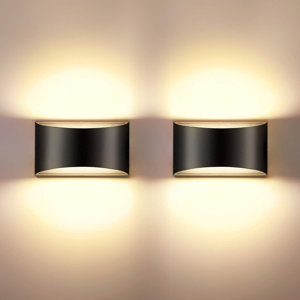 Ndoor Dimmable Wall Sconces Sets Of 2, Modern Black Led Up Down Wall Lamp, 12W Indoor Hallway Wall Light Fixtures For Living Room, Stair, Bedroom, Adjustable 3 Color Temperature, 2 Pack