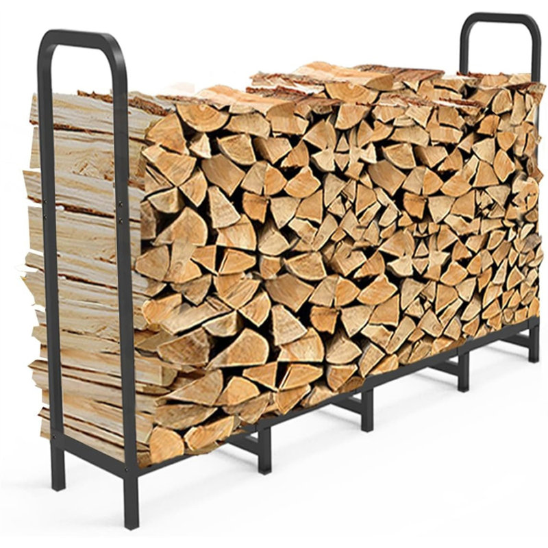 Support à bois de chauffage réglable de 5,3 pi, noir