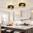 1-pack Modern Geometric Crisscross Black Metal 2-light Flush Mount Ceiling Light(bulb Not Included)