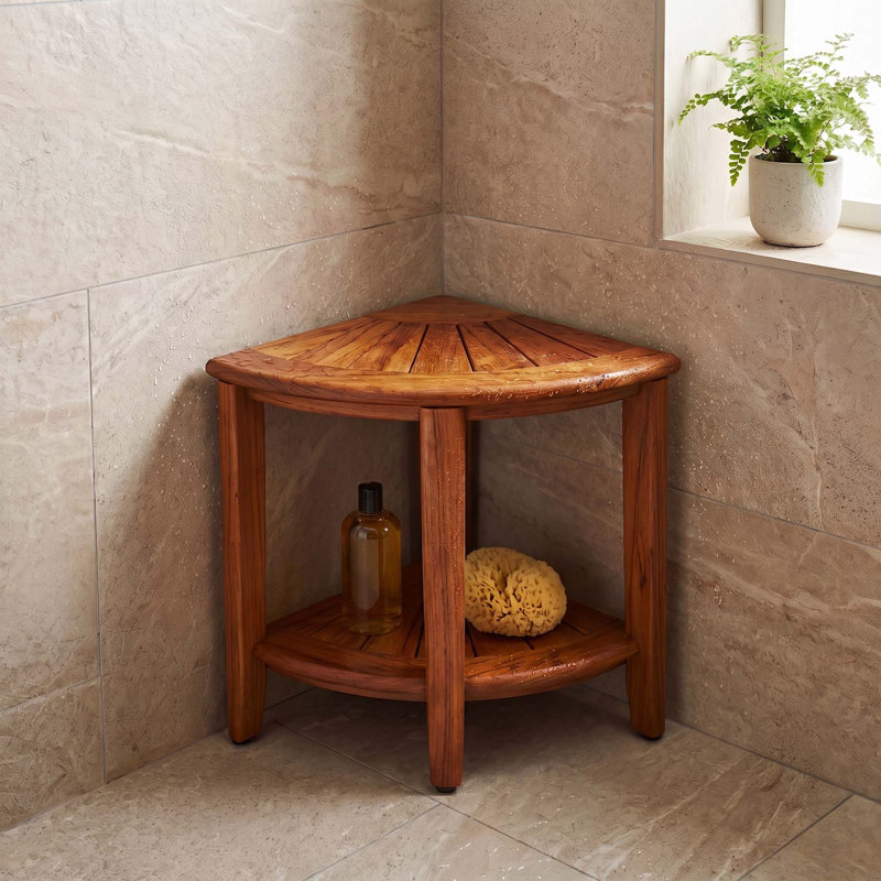 Kai Petite OptiAREA Teak Corner Stool, 18" H x 15.5" W x 15.5" D, Teak Oil