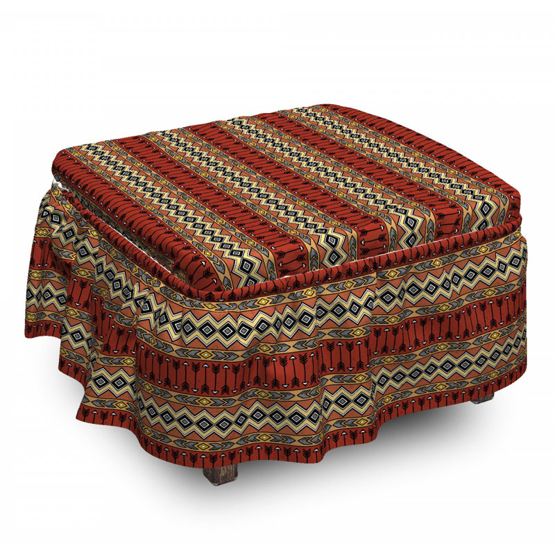 Ensemble de housse pour repose-pieds à coussins carrés de boîte 2 pièces boho geometry aztec