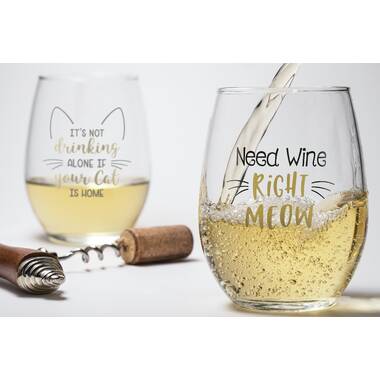 Set of 4 Stemless Wine Glasses With Funny/cute Sayings 