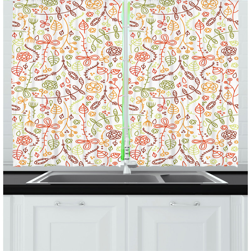 Floral Pointed Kitchen Curtain