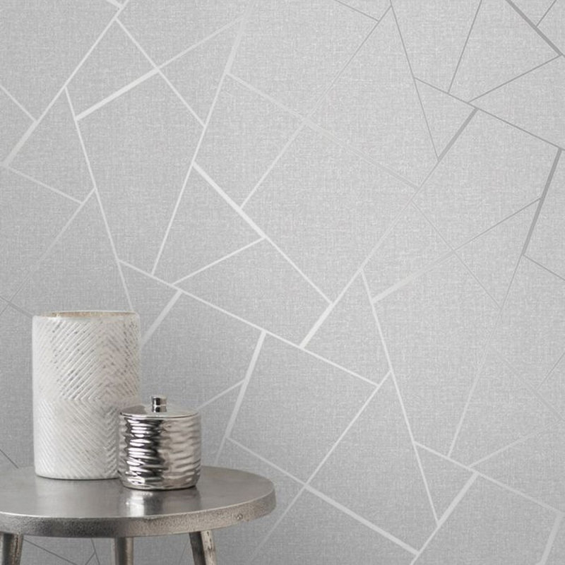 Fractal 10m x 53cm Wallpaper Roll, Silver