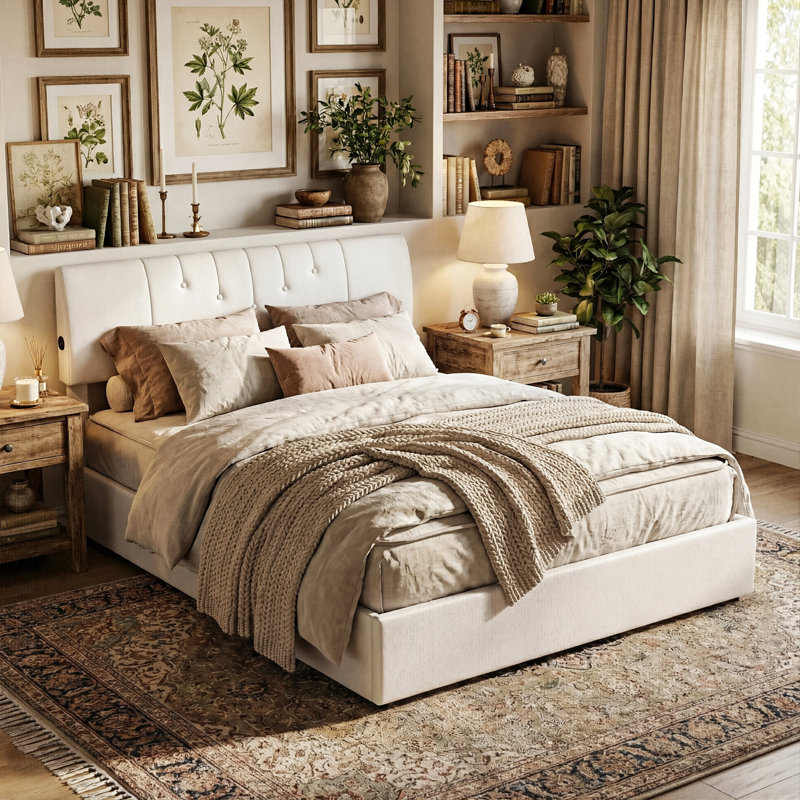 Upholstered Ottoman Storage Bed, European Kingsize (160 x 200 cm)