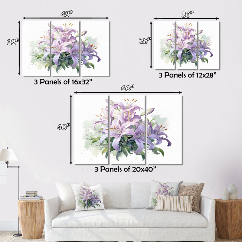 Purple Green Lily Symphony I - Floral Printed Metal Wall Art