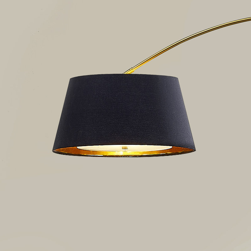 Elienor 81'' Antique Brass Arched Floor Lamp, Empire Shade Black