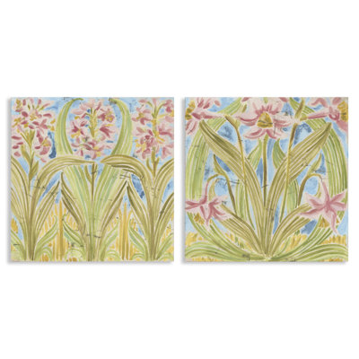 Floral Palau Tiles 2pc Canvas Set, design by June Erica Vess