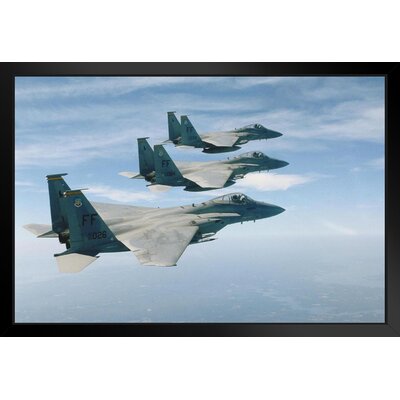 Mcdonnell Douglas F15 Eagles In Flight Photo Photograph Fighter Jet Airplane Aircraft Plane Black Wood Framed Art Poster 20X14 -  Latitude Run®, 980C2BE8047E4A83991A388D41FC321C