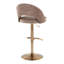 Tabouret de bar réglable avec pivot en métal doré et tissu brun avec repose-pieds rond en T - ensemble de 2