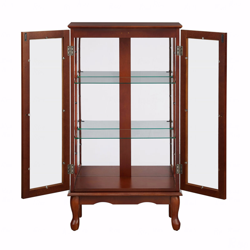 Armoire, porte vitrée à tablettes réglables, diaphane éclairée avec panneau arrière réfléchissant et miroir, portes trempées