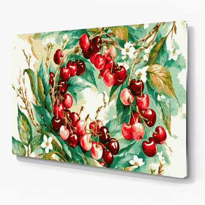 Fruit, cerise acajou, art mural en métal beige