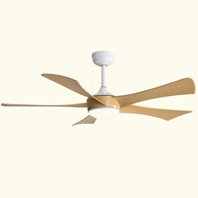 Ventilateur de plafond moderne de 52 pouces avec lumière DEL 22W et 5 pales ABS télécommandées pour le salon