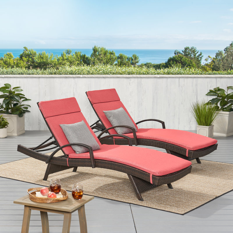 Ensemble de chaises longues inclinables 79,5 po Blaise, Rouge