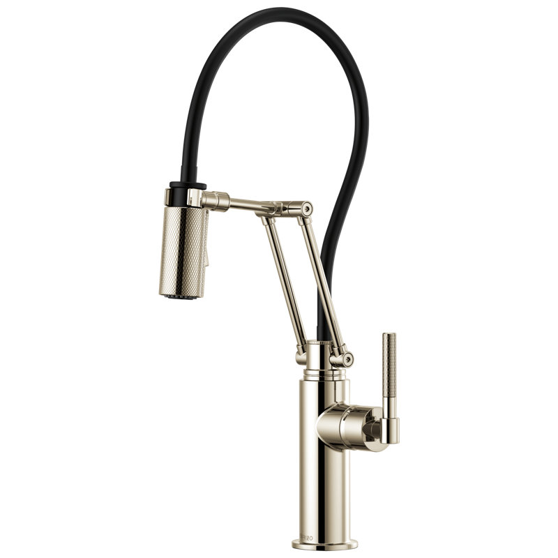 Litze® Articulating Faucet with Knurled Handle, Polished Nickel