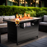 Laurean 25" H x 43" W Propane Fire Table Outdoor Fire Pit with Lid