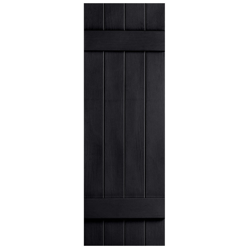 Alpha 35" White Vinyl End Batten Exterior Shutters Pair