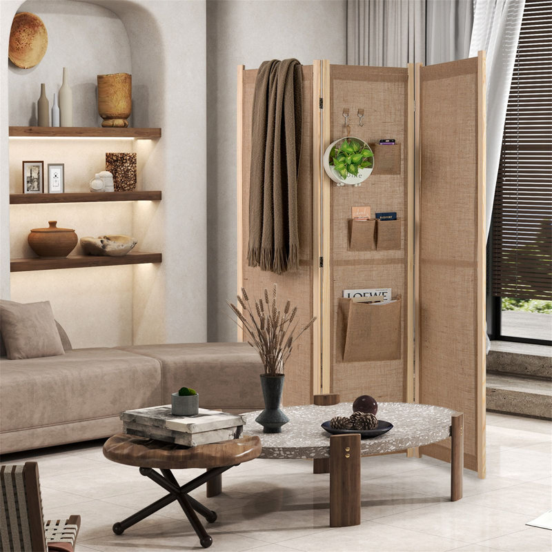 120 cm wide x 170 cm high 3-panel folding room divider