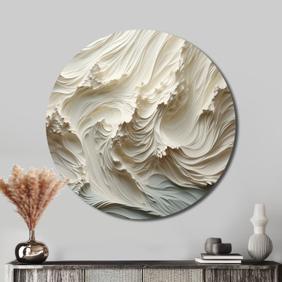 Vague blanche et bleue Papercut Style II - art mural rond en métal bord de mer