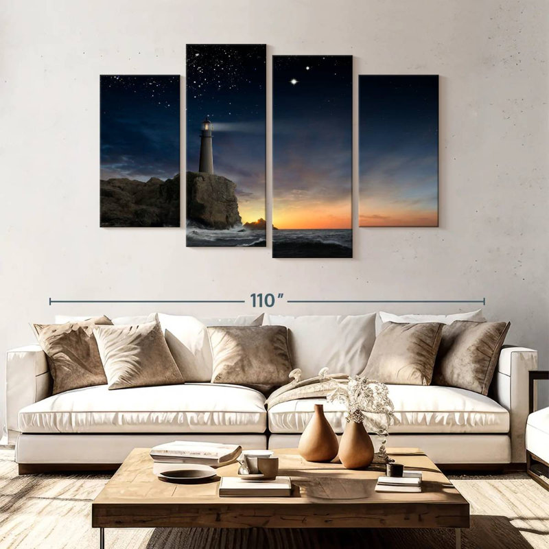 Aletra Stars Over A Lighthouse, 54" H x 84" W