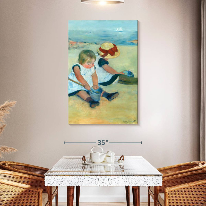 Leisha, enfants jouant sur la plage, 1884, H 48 po x l 32 po