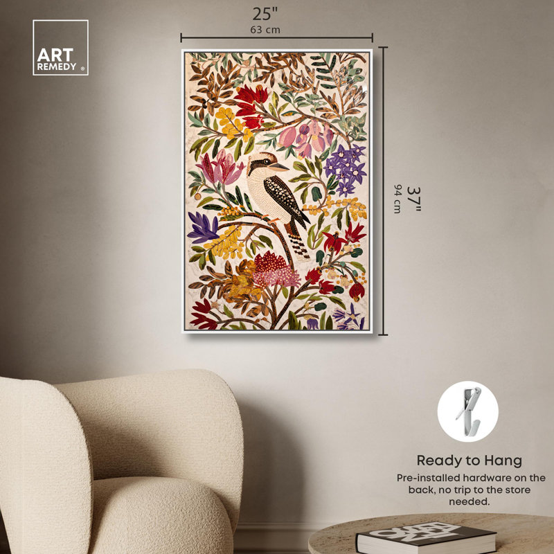 «Tile Paradise Botanical Decor», reproduction d'art sur toile par Art Remedy, H 24 po x l 16 po, Structure noire