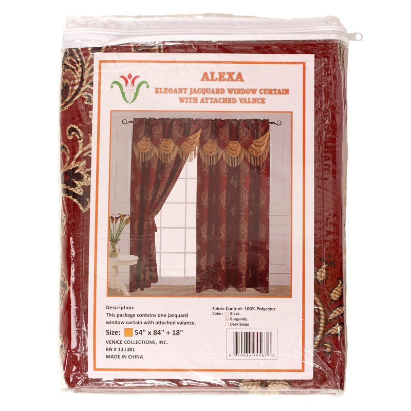 ALEXA-2PK Room Darkening Curtain Panel pair, Burgundy