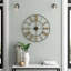 Oversized Drolet Rustic Industrial Slim Black and Gold Iron Wall Clock - 73 cm / 28.7 in