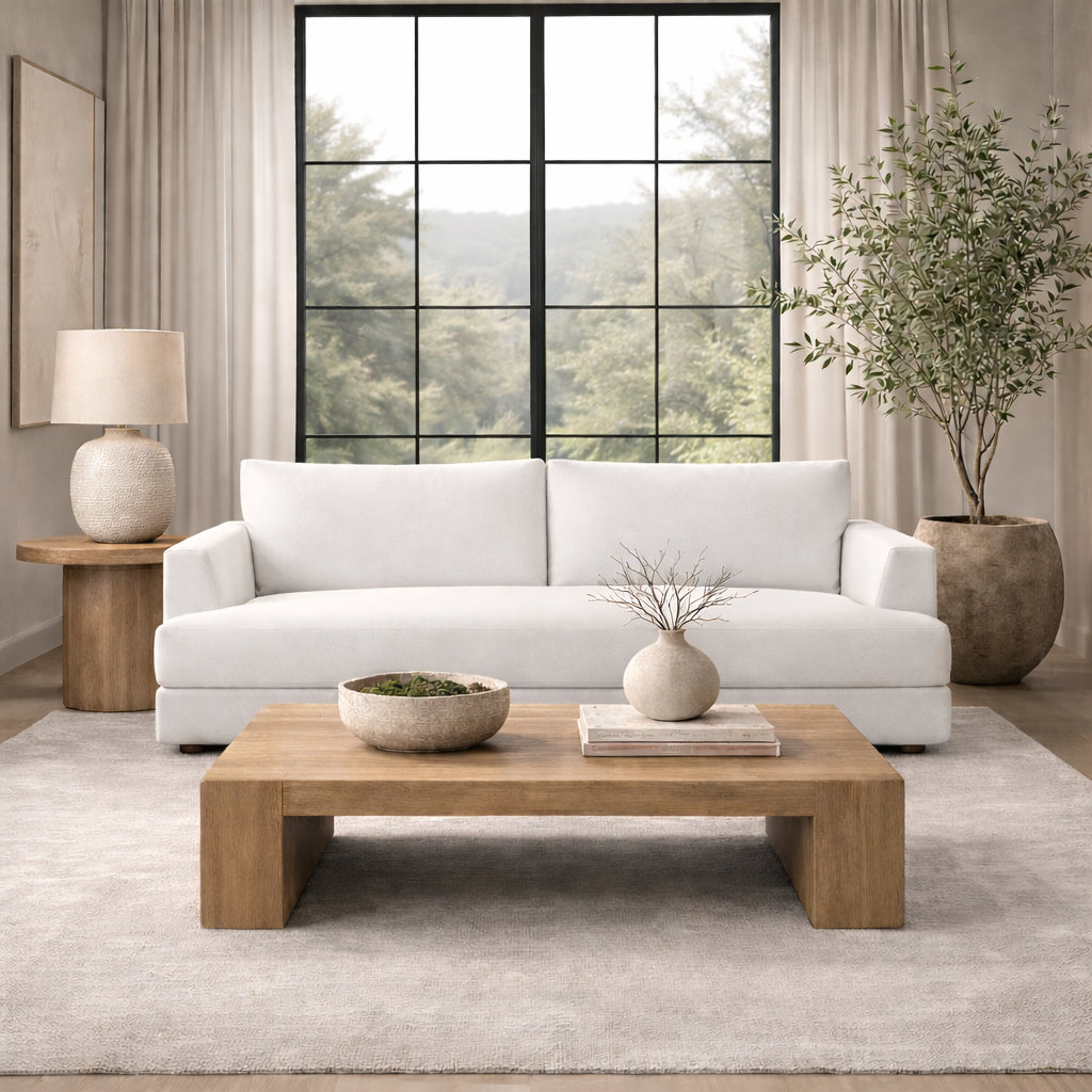 Laguna 96'' Sofa, John Flour Performance Linen Blend