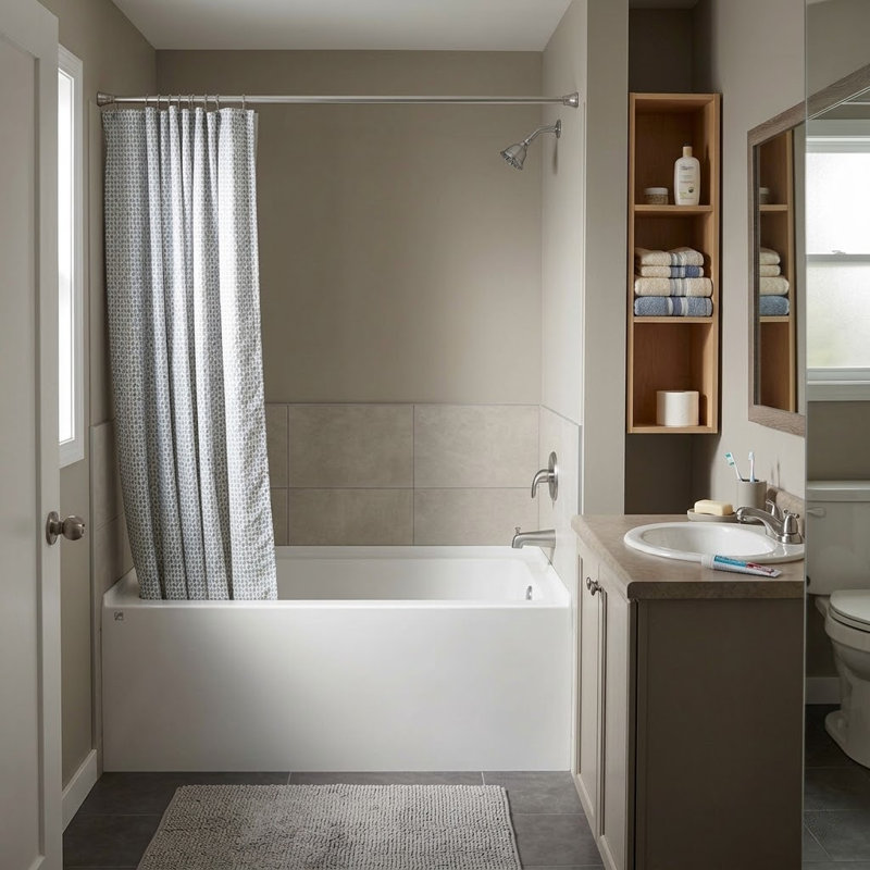 Condris 54" Acrylic Alcove Soaking Bathtub with Apron Front, Round Overflow, Right Drain, Anti-Slip, White, Right