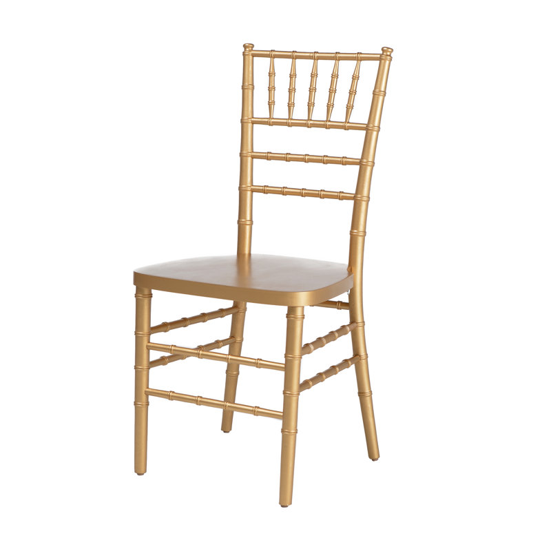 Hannigan 18'' H Solid Wood Stacking Side Chair, Gold