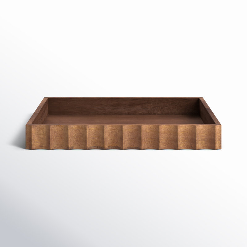 Cardella Fluted Rectangle Serving Tray, Walnut