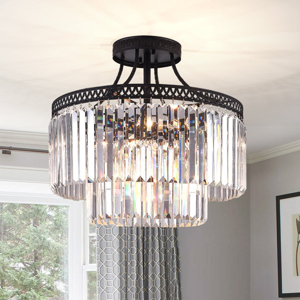 Laurel Foundry Modern Farmhouse Plafonnier semi-encastré 20,4 po Hallum ...