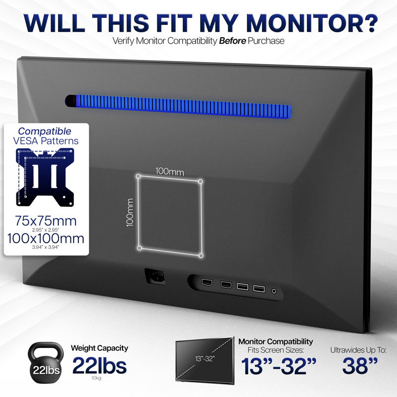 Single Monitor Extra Tall Desk Mount