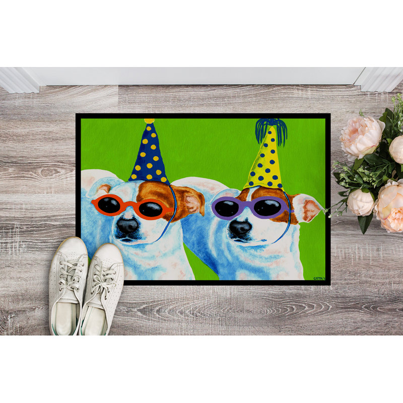 Tapis de porte d’extérieur antidérapant terriers à fêtes jack, Rectangle 1 pi 6 po x 2 pi 3 po