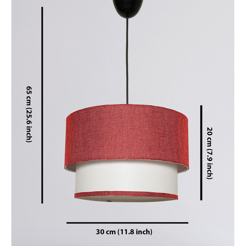 Luminaire suspendu cylindrique à 1 lumière Otoe, Noir, Rouge / blanc